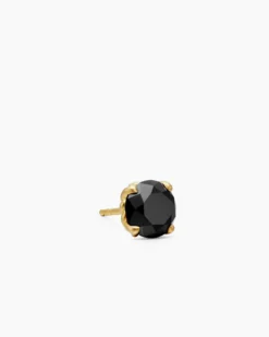 Stud Earring 18K Yellow Gold with Black Diamond, 7mm