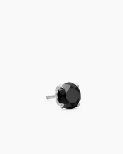 Stud Earring Sterling Silver with Black Diamond, 7mm