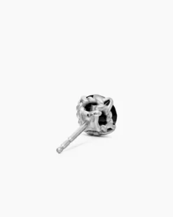 Stud Earring Sterling Silver with Black Diamond, 7mm