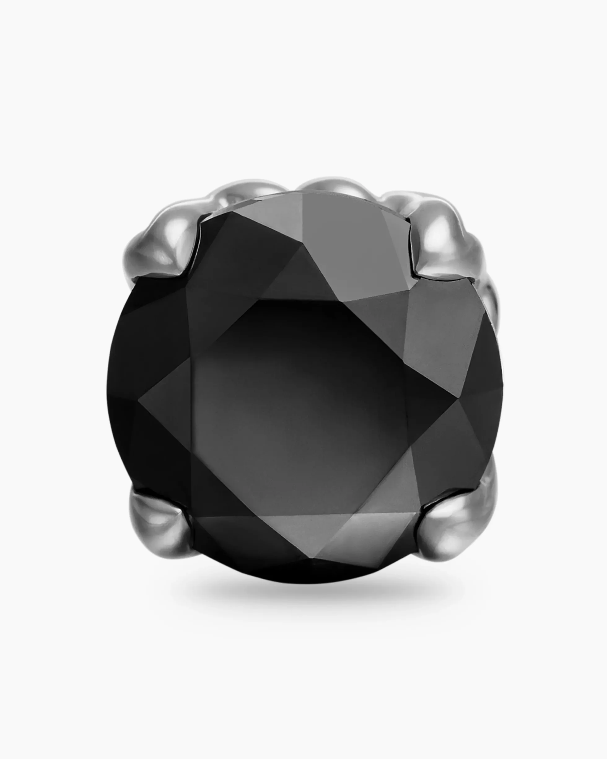 Stud Earring Sterling Silver with Black Diamond, 7mm