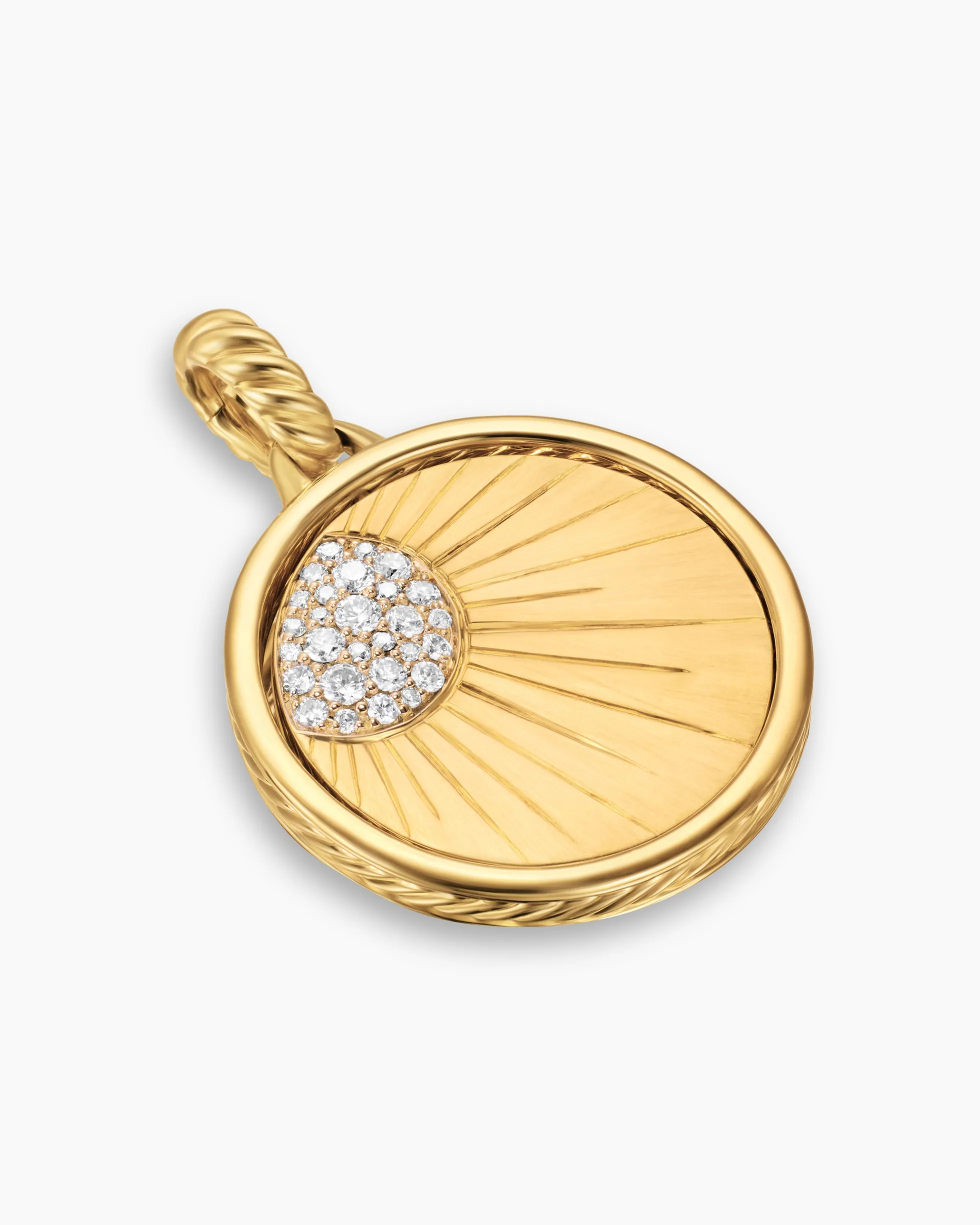 Sun and Moon Duality Pendant 18K Yellow Gold with Navy Enamel and Diamonds, 22.3mm