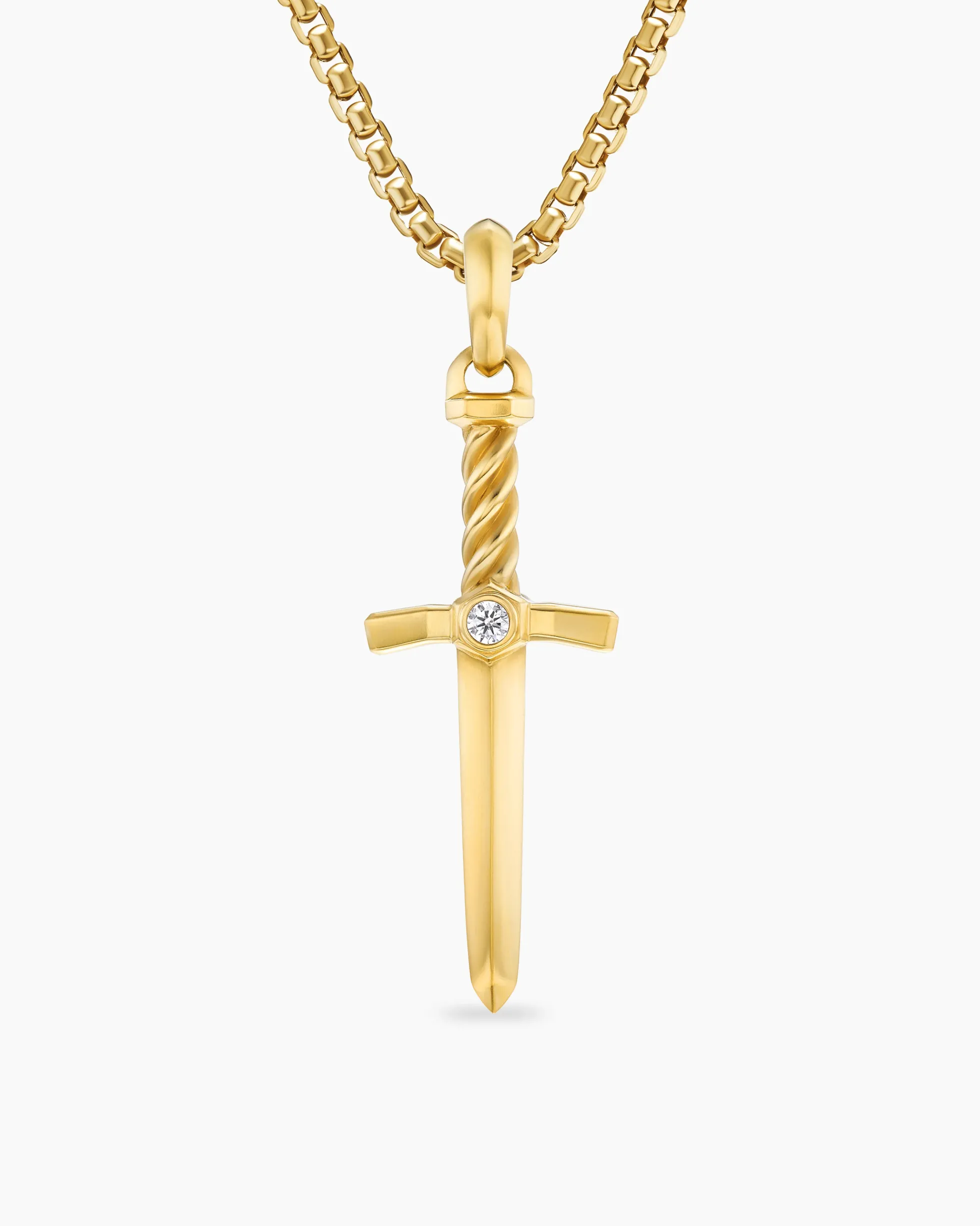Sword Amulet 18K Yellow Gold with Diamond, 45mm