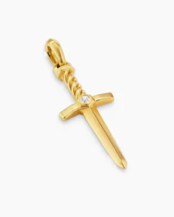 Sword Amulet 18K Yellow Gold with Diamond, 45mm
