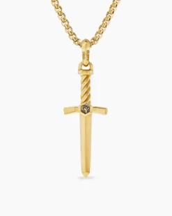 Sword Amulet 18K Yellow Gold with Diamond, 45mm