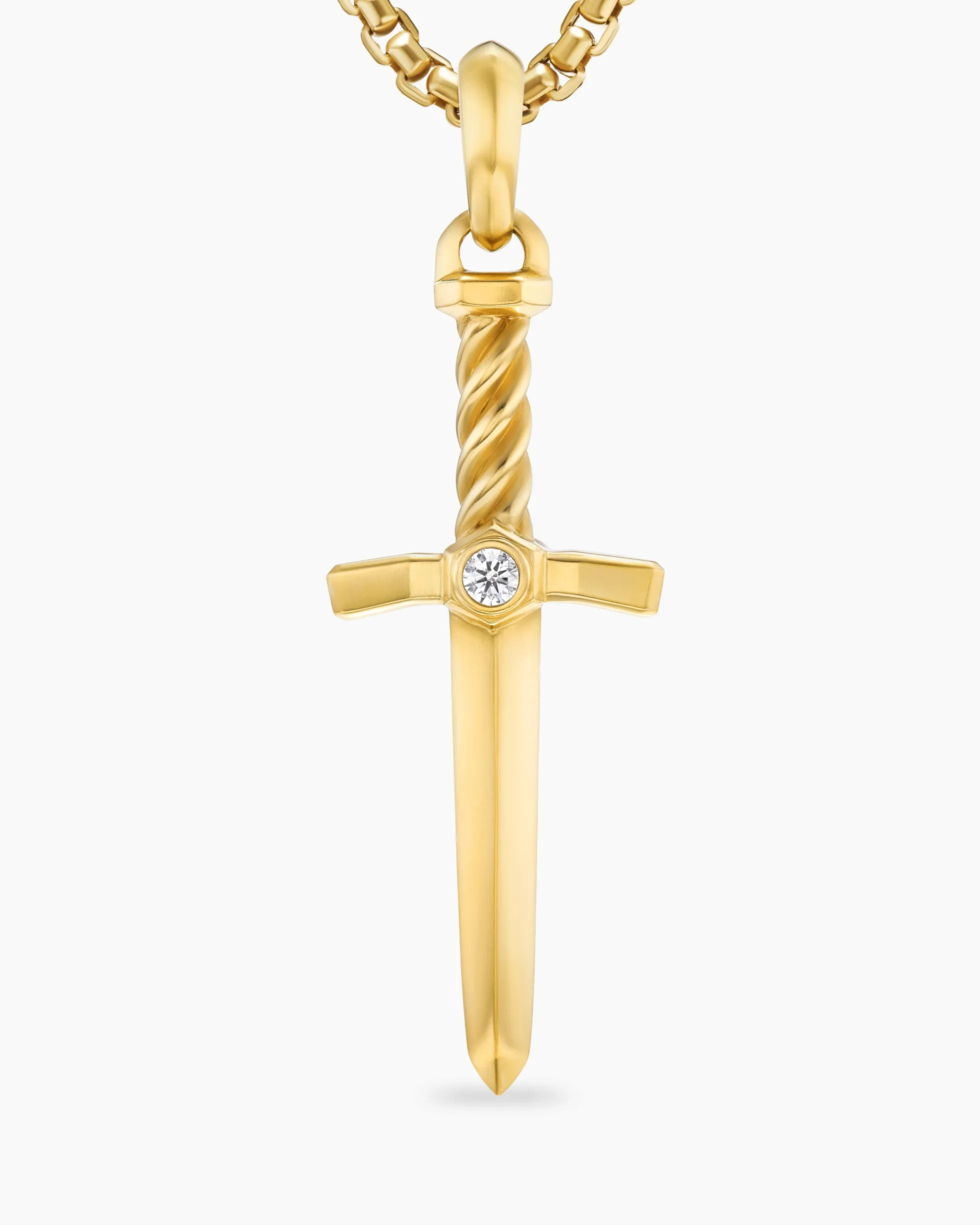 Sword Amulet 18K Yellow Gold with Diamond, 45mm