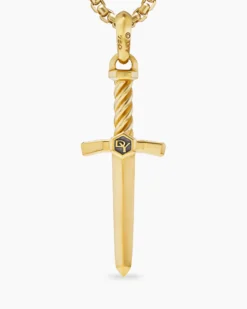 Sword Amulet 18K Yellow Gold with Diamond, 45mm