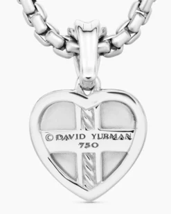 SY Heart Amulet 18K White Gold with Diamonds and Pink Sapphire, 12.8mm