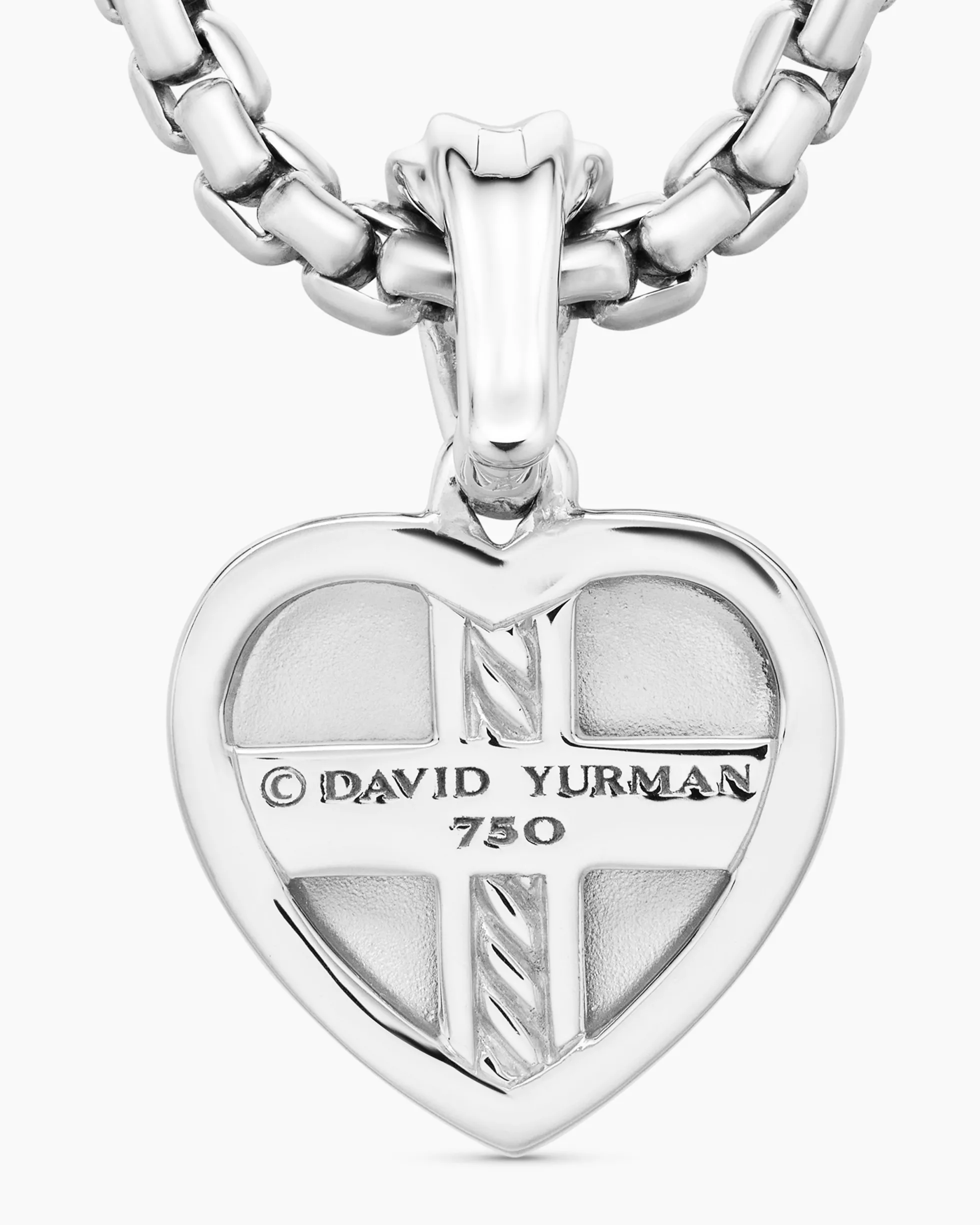 SY Heart Amulet 18K White Gold with Diamonds and Pink Sapphire, 12.8mm