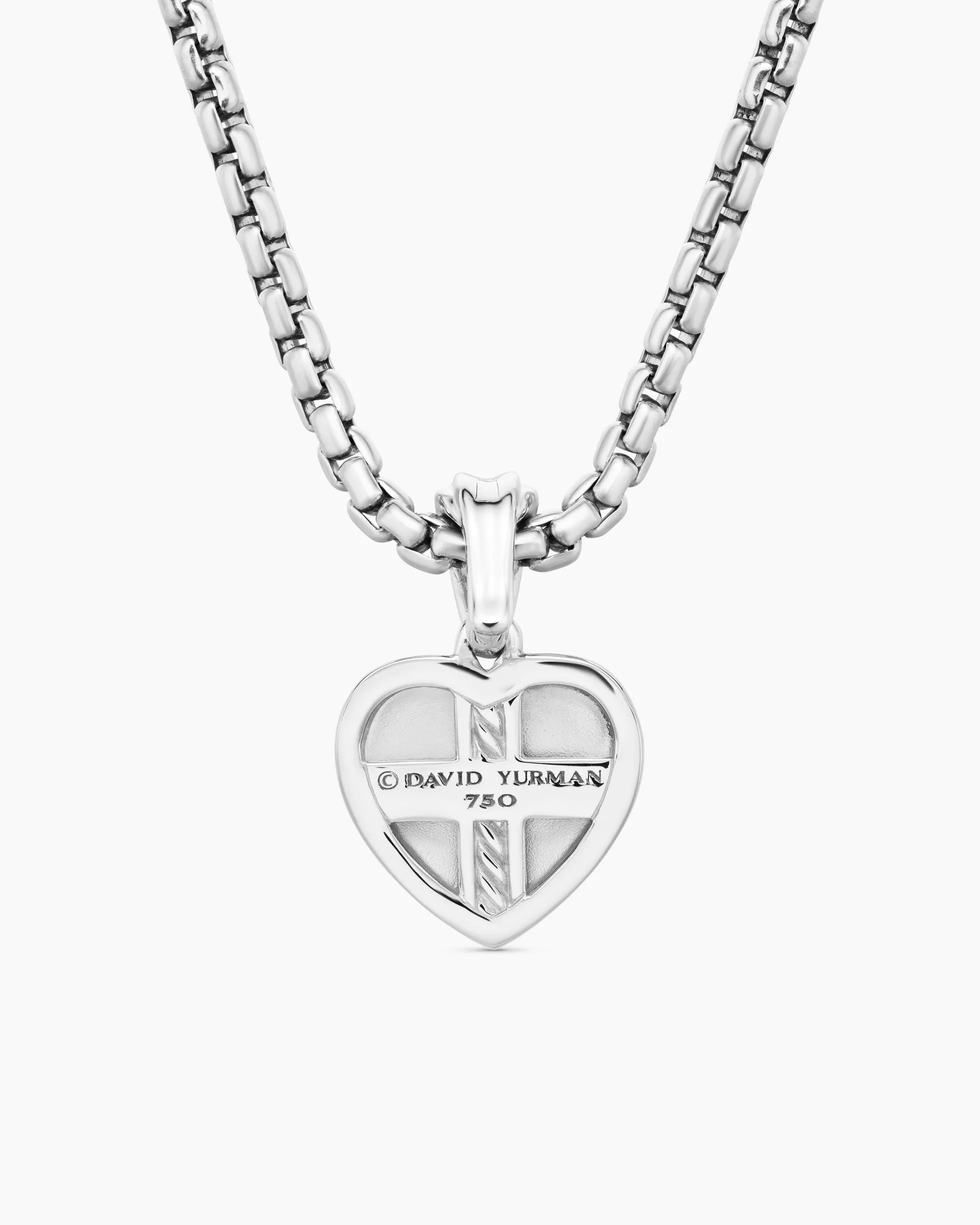 SY Heart Amulet 18K White Gold with Diamonds and Pink Sapphire, 12.8mm