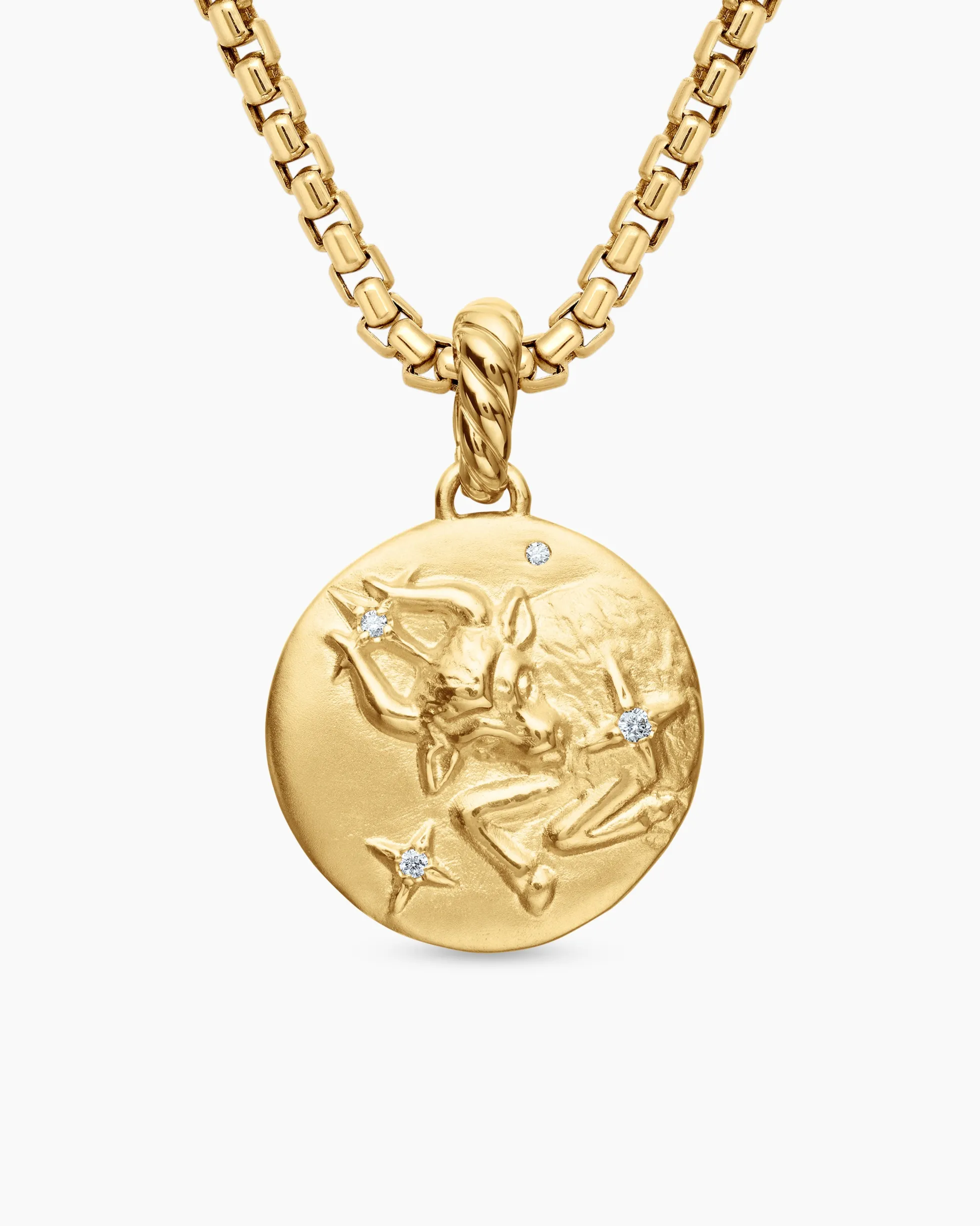 Taurus Amulet 18K Yellow Gold with Diamonds, 19mm