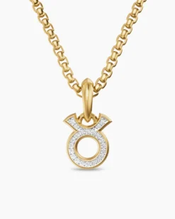 Taurus Amulet 18K Yellow Gold with Diamonds, 14.5mm