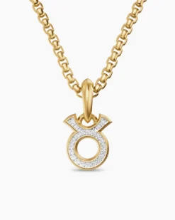 Taurus Amulet 18K Yellow Gold with Diamonds, 14.5mm