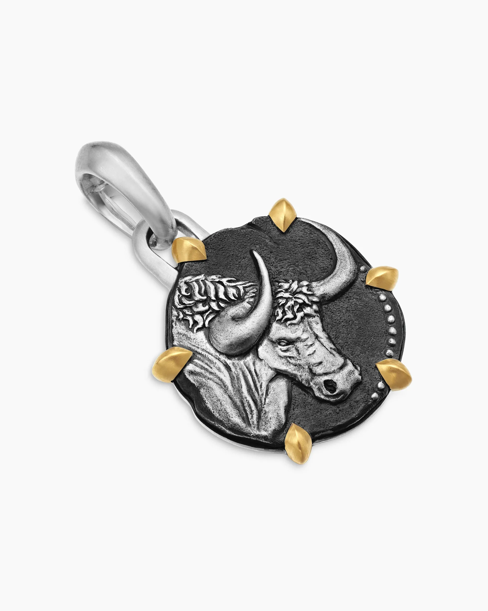 Taurus Amulet Sterling Silver with 18K Yellow Gold, 23mm