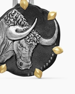 Taurus Amulet Sterling Silver with 18K Yellow Gold, 23mm