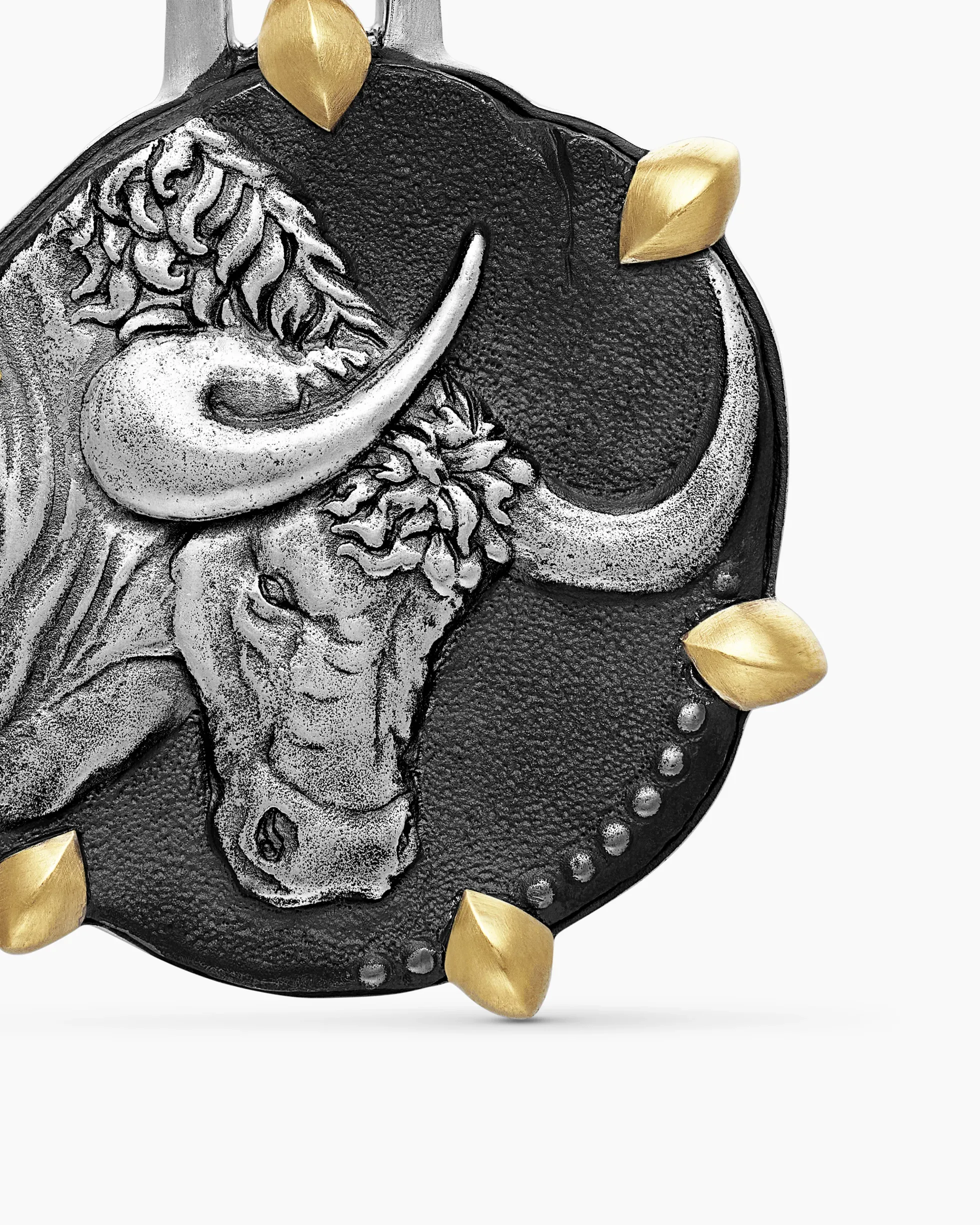Taurus Amulet Sterling Silver with 18K Yellow Gold, 23mm