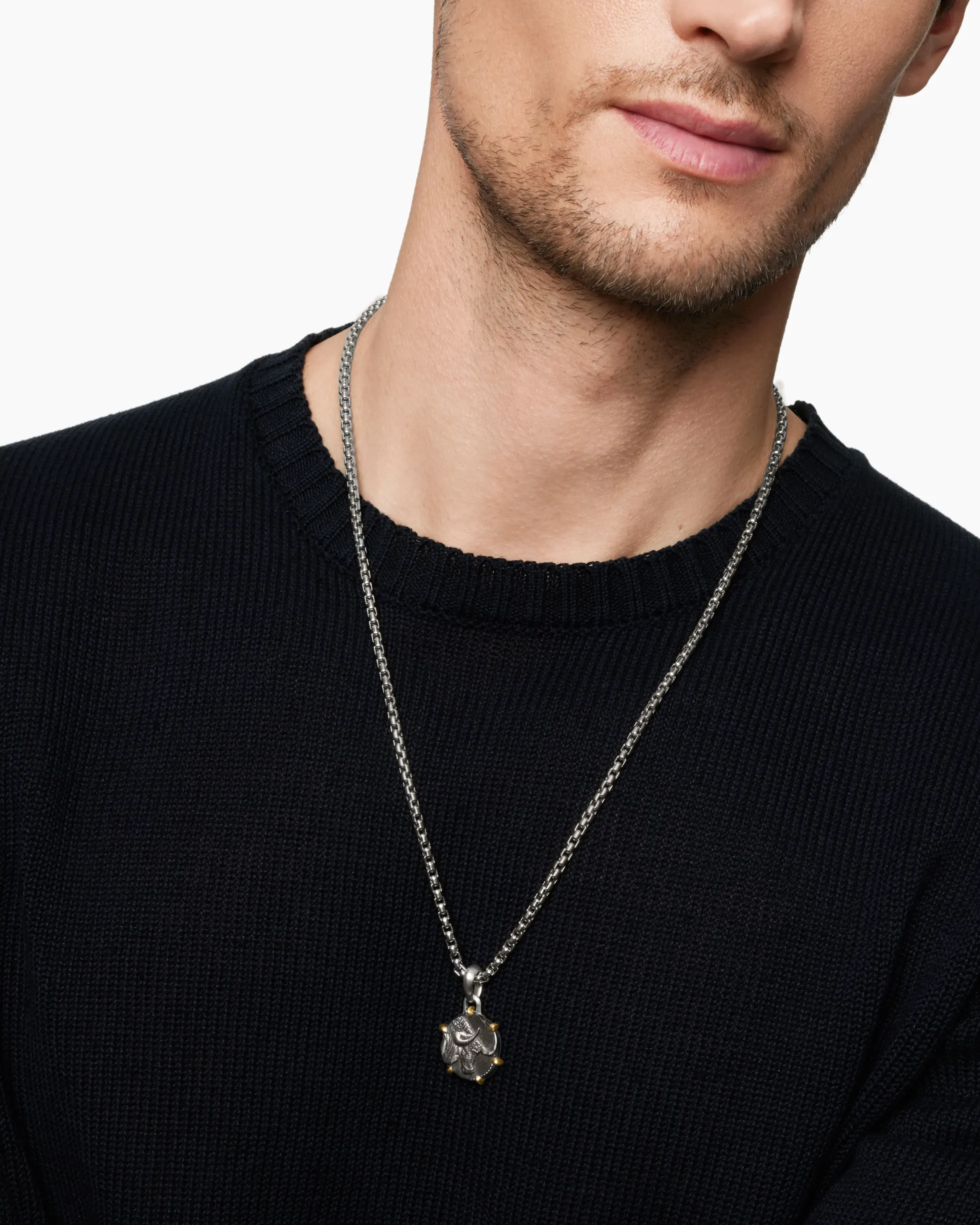 Taurus Amulet Sterling Silver with 18K Yellow Gold, 23mm