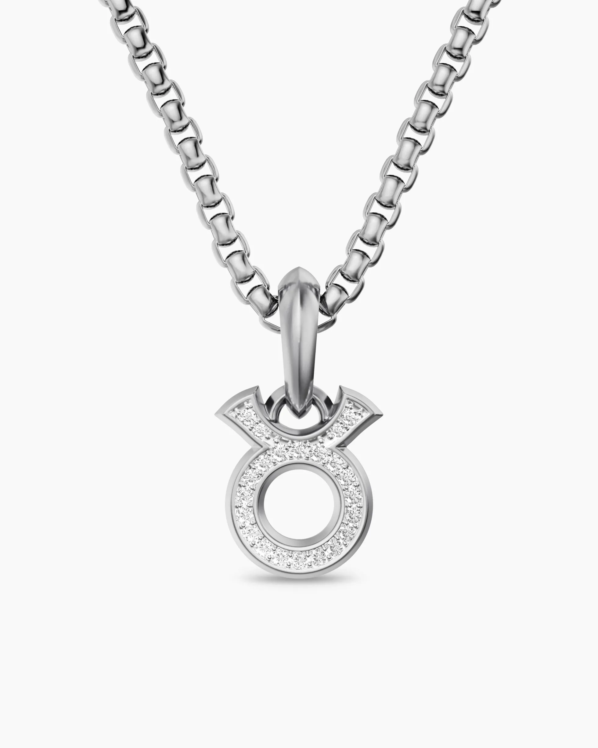 Taurus Amulet Sterling Silver with Diamonds, 14.5mm