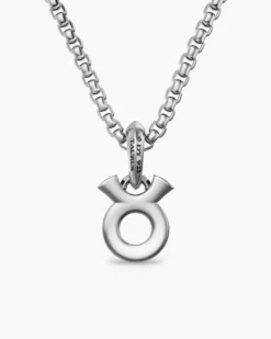 Taurus Amulet Sterling Silver with Diamonds, 14.5mm
