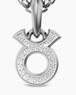 Taurus Amulet Sterling Silver with Diamonds, 14.5mm