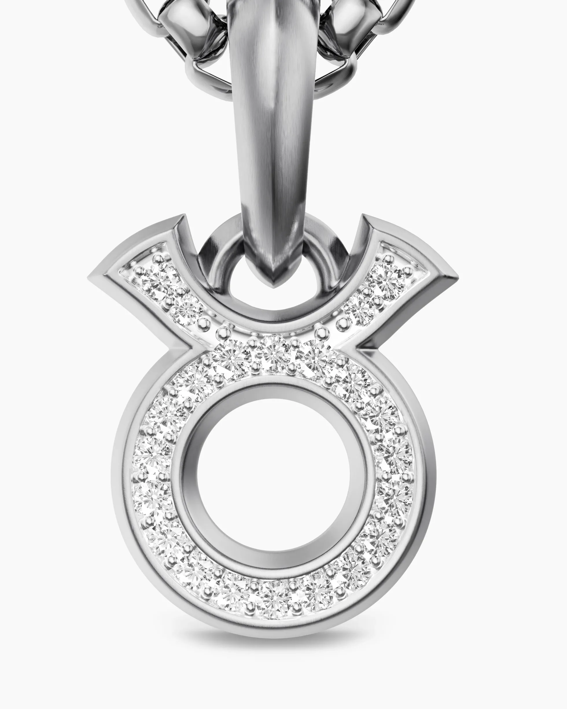 Taurus Amulet Sterling Silver with Diamonds, 14.5mm