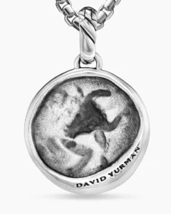 Taurus Amulet Sterling Silver with 18K Yellow Gold and Diamonds, 19mm