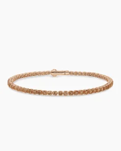 Tennis Bracelet 18K Rose Gold with Cognac Diamonds, 3mm