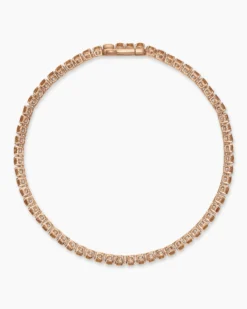Tennis Bracelet 18K Rose Gold with Cognac Diamonds, 3mm