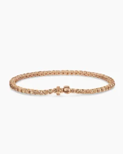 Tennis Bracelet 18K Rose Gold with Cognac Diamonds, 3mm