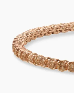 Tennis Bracelet 18K Rose Gold with Cognac Diamonds, 3mm