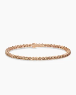 Tennis Bracelet 18K Rose Gold with Cognac Diamonds, 3mm