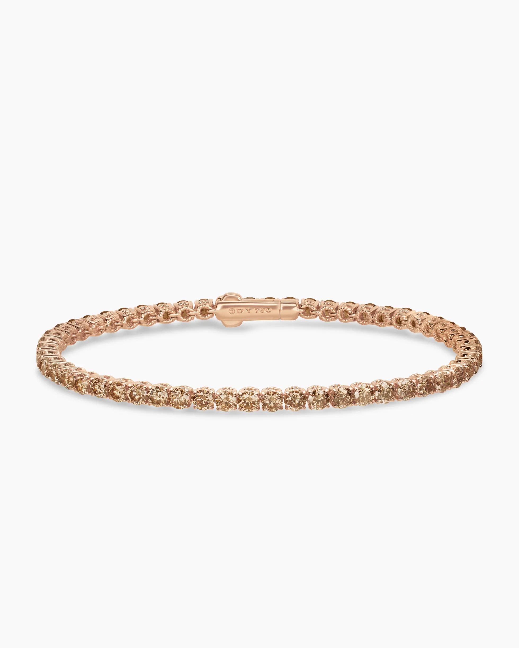 Tennis Bracelet 18K Rose Gold with Cognac Diamonds, 3mm