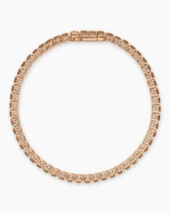 Tennis Bracelet 18K Rose Gold with Cognac Diamonds, 3mm