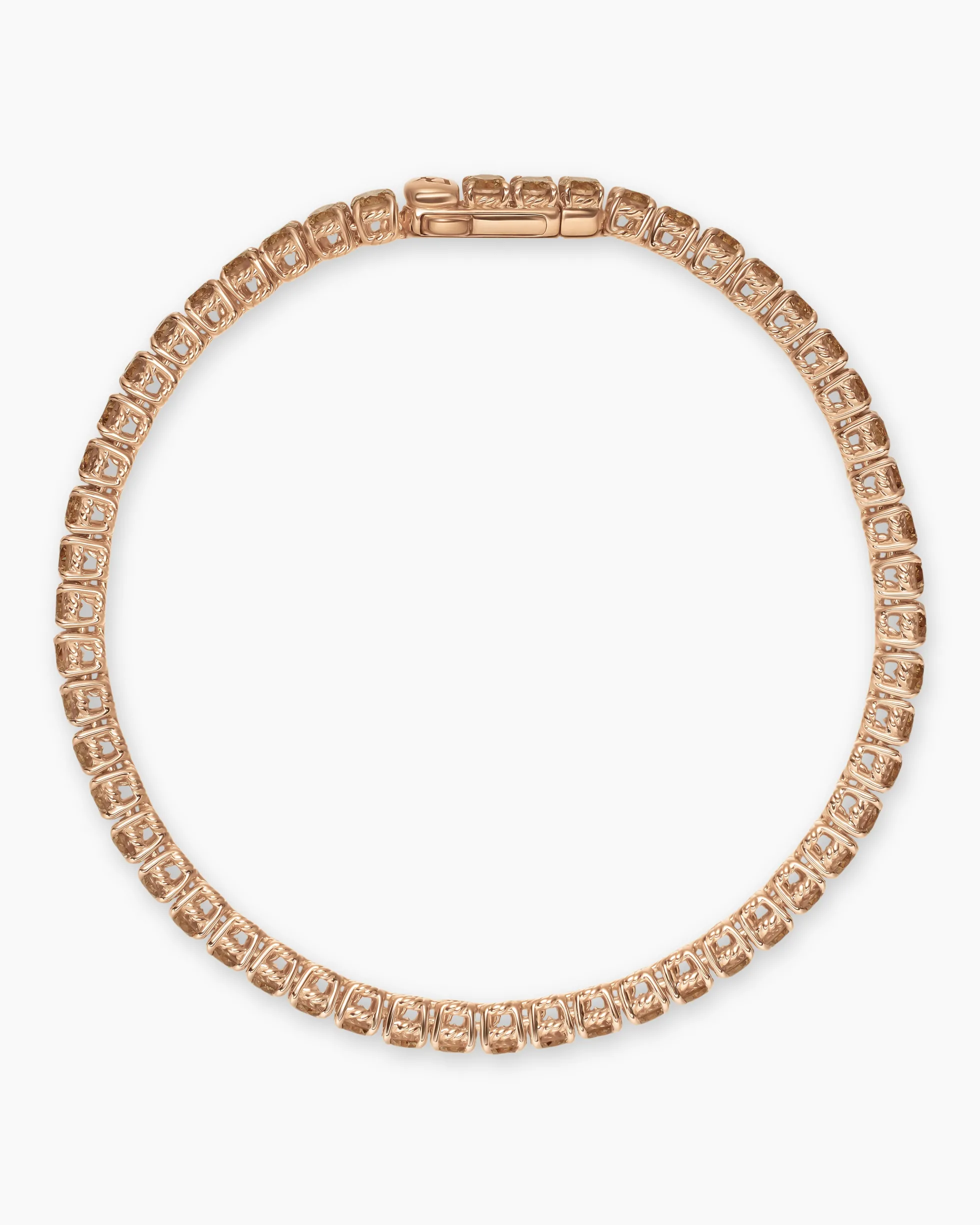 Tennis Bracelet 18K Rose Gold with Cognac Diamonds, 3mm