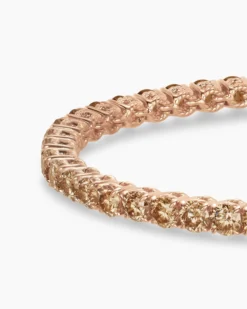 Tennis Bracelet 18K Rose Gold with Cognac Diamonds, 3mm