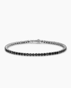 Tennis Bracelet 18K White Gold with Black Diamonds, 3mm