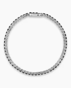 Tennis Bracelet 18K White Gold with Black Diamonds, 3mm