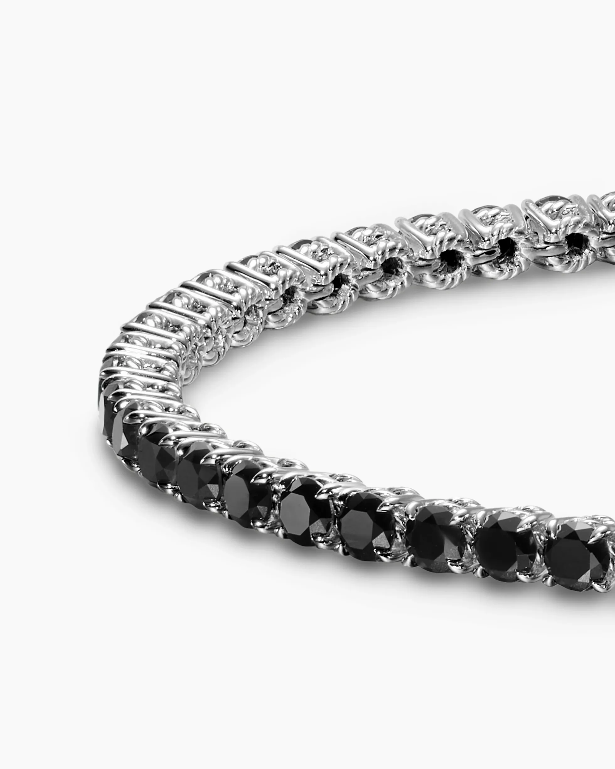 Tennis Bracelet 18K White Gold with Black Diamonds, 3mm