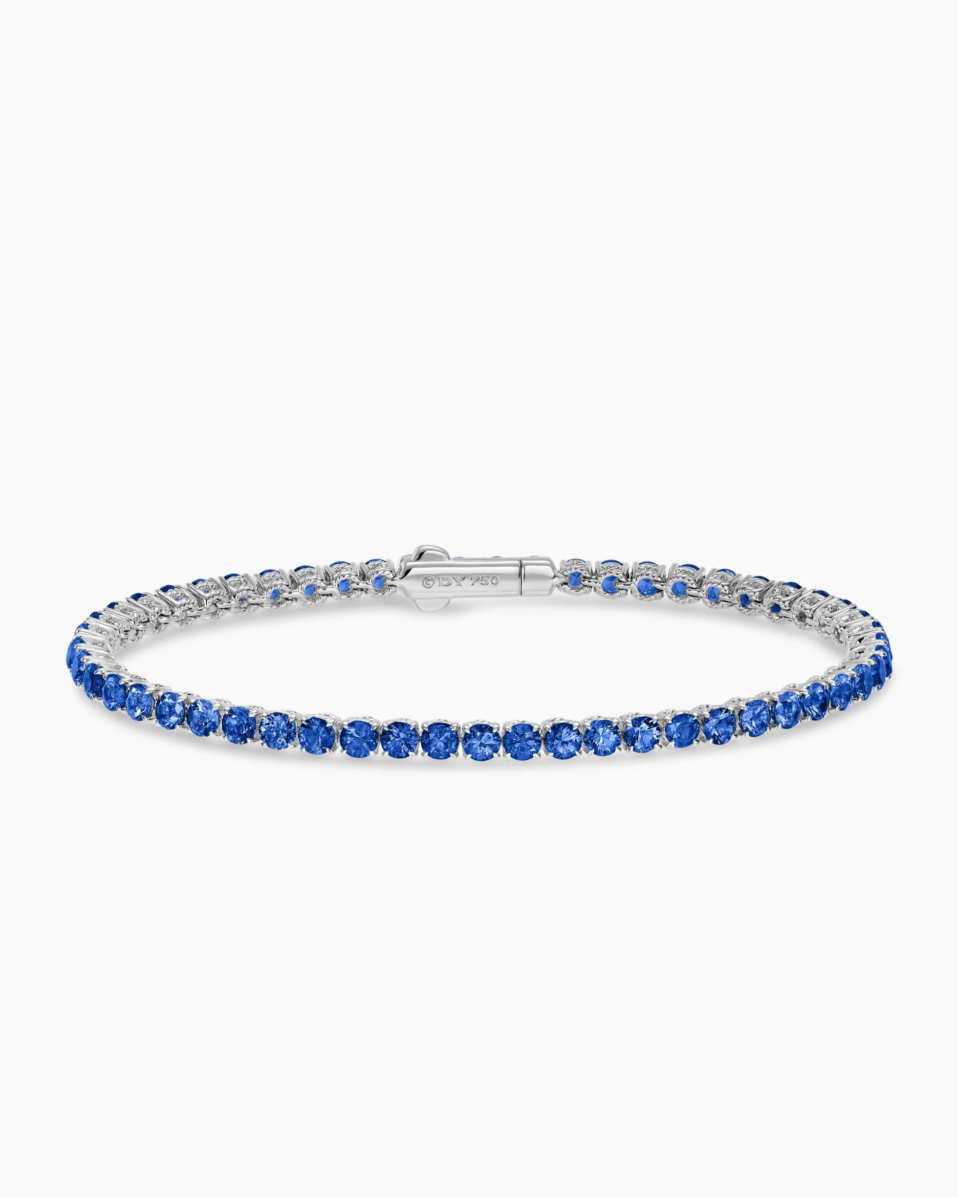 Tennis Bracelet 18K White Gold with Blue Sapphires, 3mm