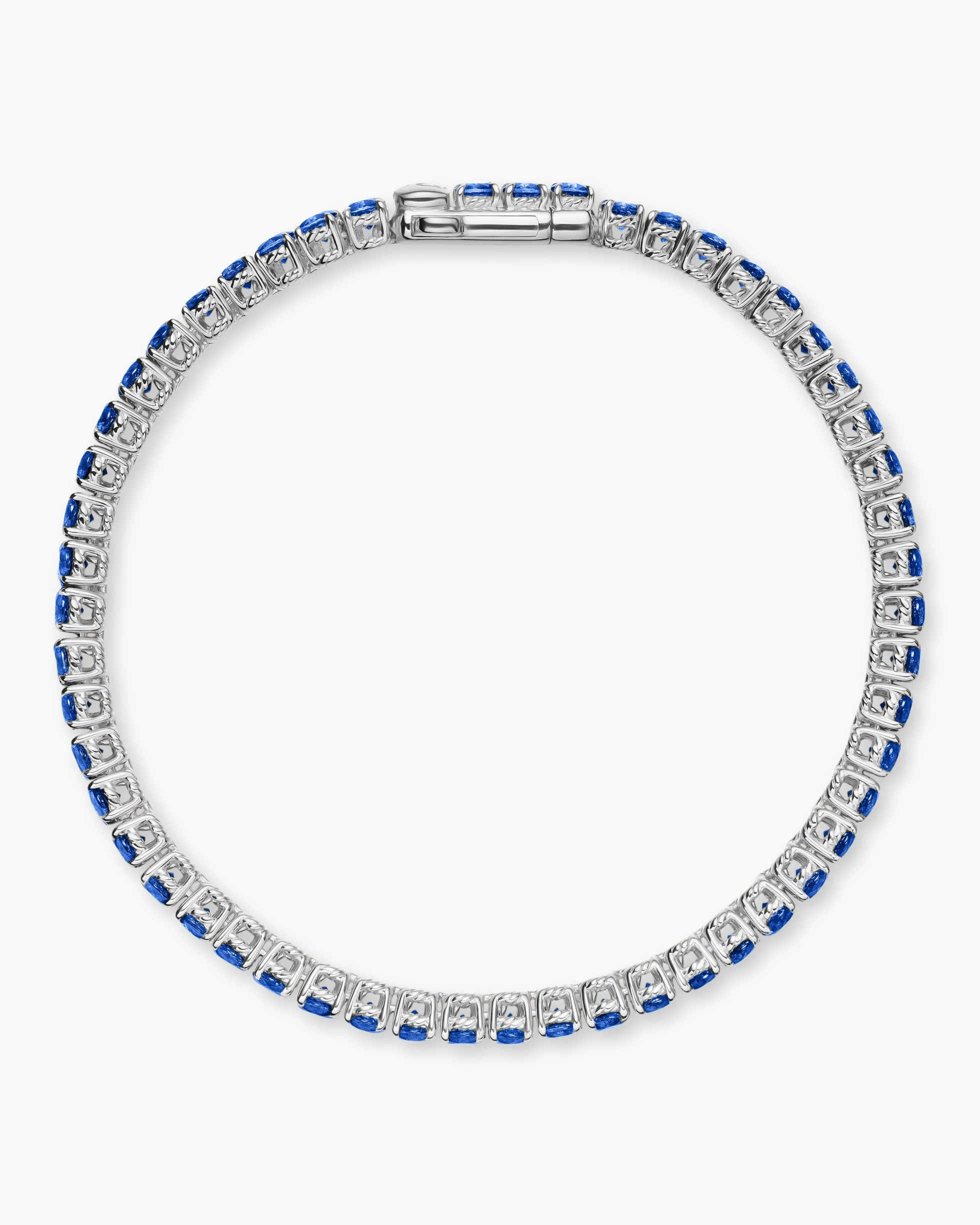 Tennis Bracelet 18K White Gold with Blue Sapphires, 3mm