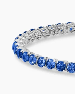 Tennis Bracelet 18K White Gold with Blue Sapphires, 3mm