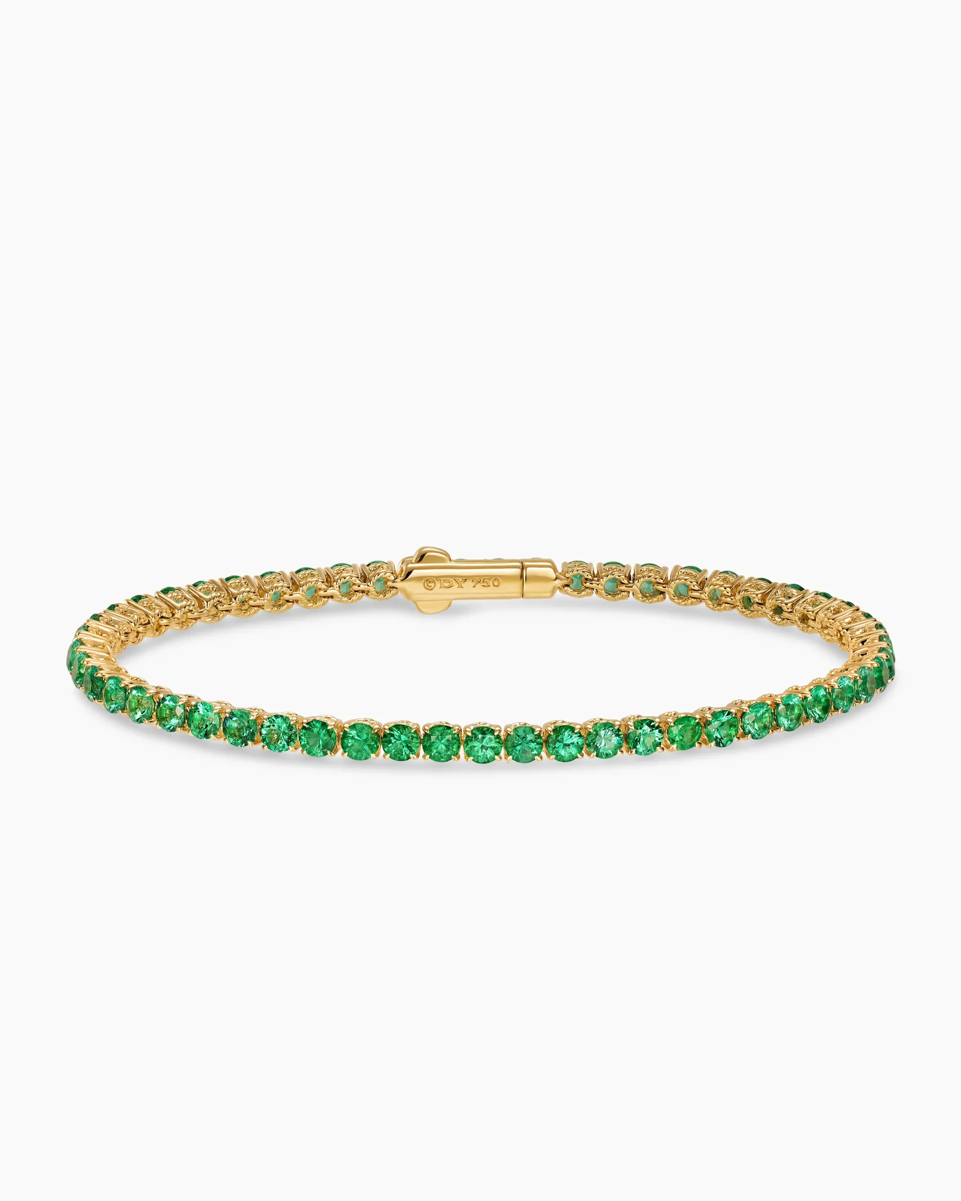 Tennis Bracelet 18K Yellow Gold with Emeralds, 3mm