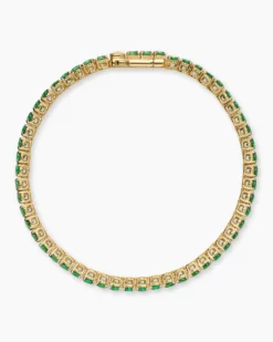Tennis Bracelet 18K Yellow Gold with Emeralds, 3mm