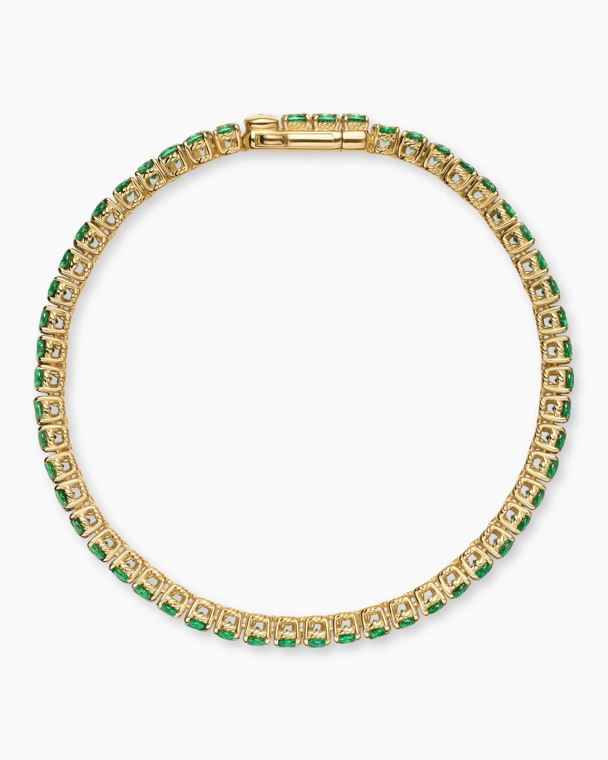 Tennis Bracelet 18K Yellow Gold with Emeralds, 3mm