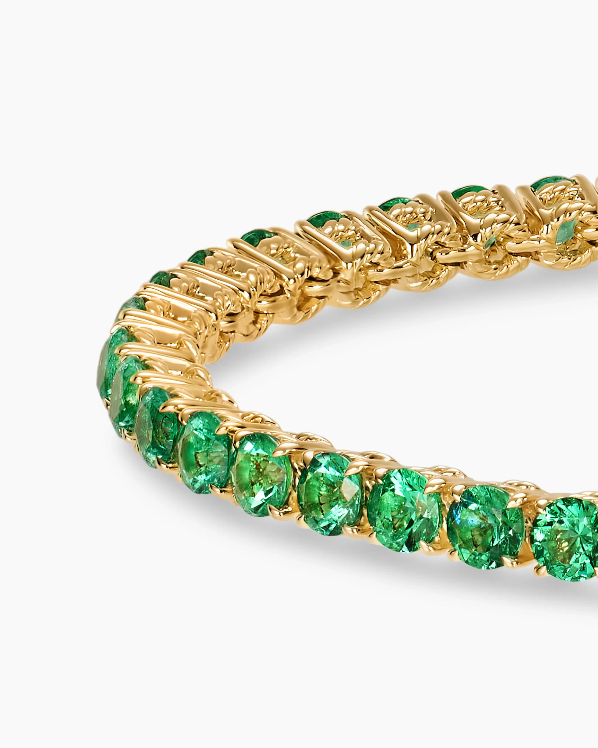 Tennis Bracelet 18K Yellow Gold with Emeralds, 3mm