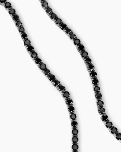 Tennis Necklace 18K White Gold with Black Diamonds, 3mm