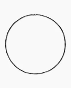Tennis Necklace 18K White Gold with Black Diamonds, 3mm