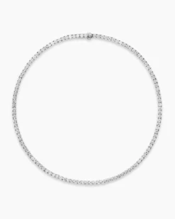 Tennis Necklace 18K White Gold with Diamonds, 3mm