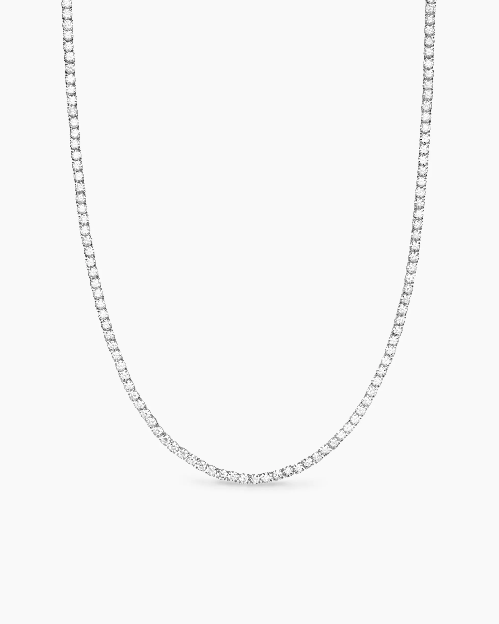 Tennis Necklace 18K White Gold with Diamonds, 3mm