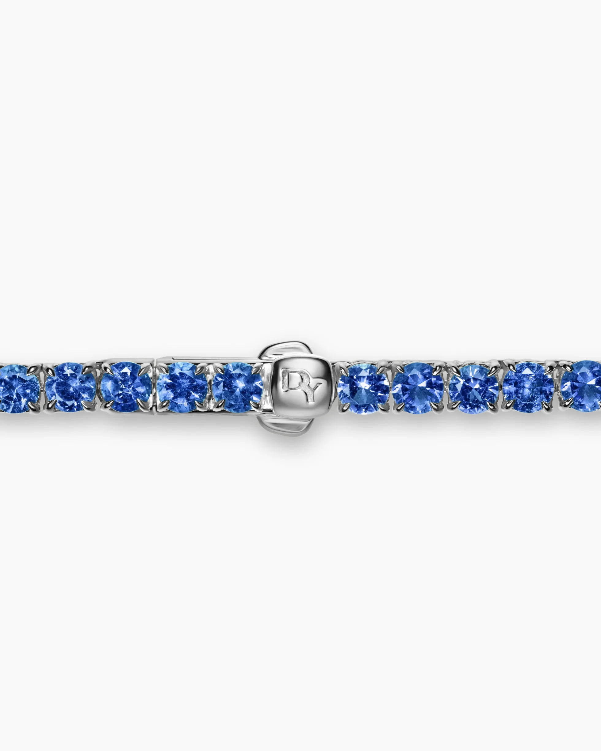 Tennis Necklace 18K White Gold with Blue Sapphires, 3mm