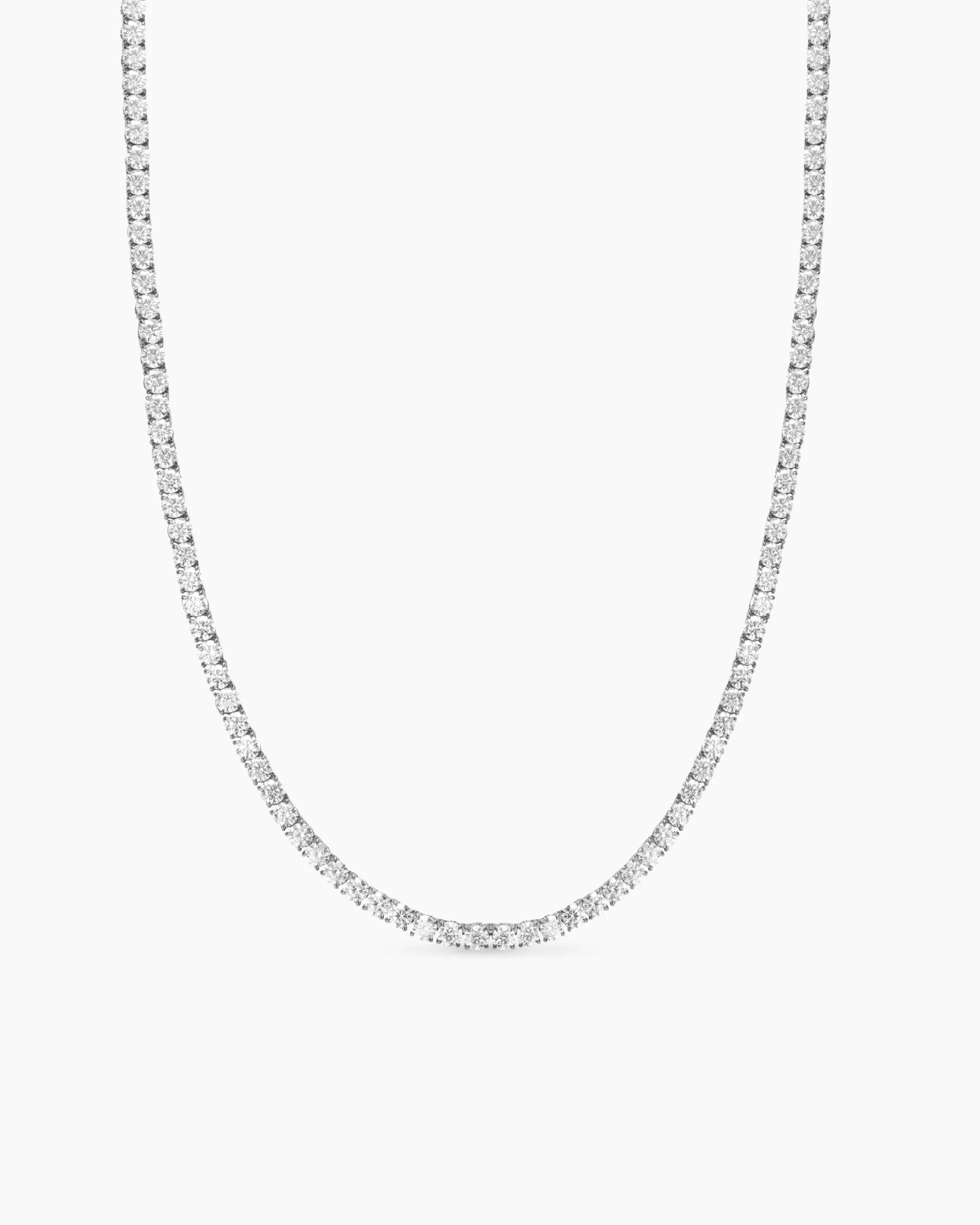 Tennis Necklace 18K White Gold with Diamonds, 4mm